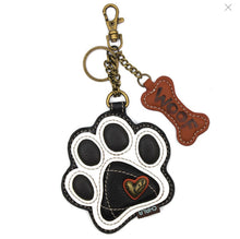 Load image into Gallery viewer, Key Fob/Coin Purse - B&W Pawprint