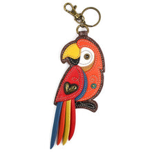 Load image into Gallery viewer, Key Fob/Coin Purse - Red Parrot