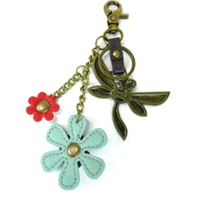 Load image into Gallery viewer, Metal Charming Keychain - Dragonfly &amp; Flower
