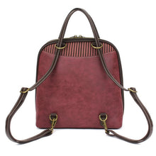 Load image into Gallery viewer, Convertible Backpack Burgundy Paw Print
