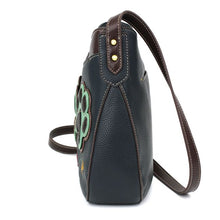 Load image into Gallery viewer, Handbag Crescent Teal Paw Print
