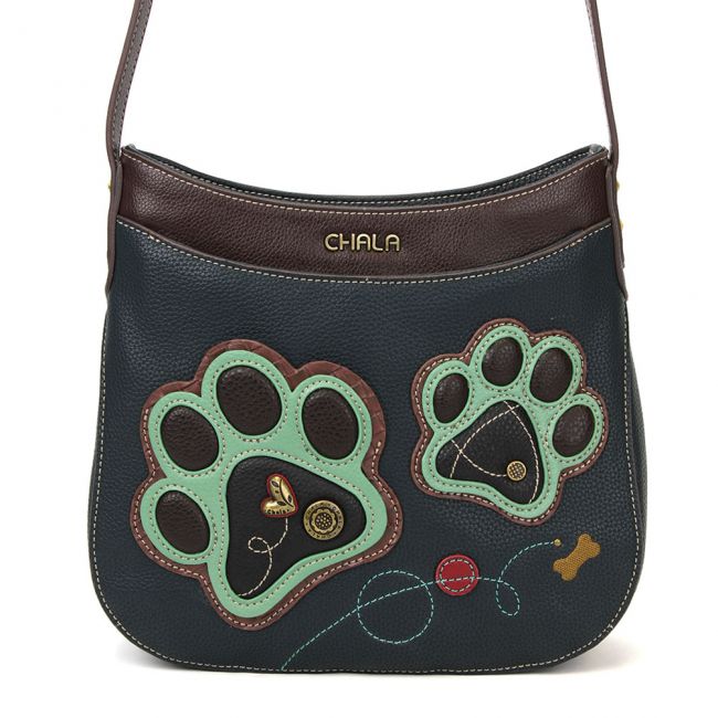 Handbag Crescent Teal Paw Print