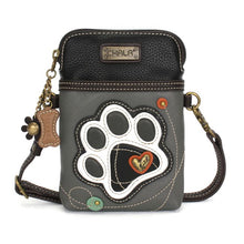 Load image into Gallery viewer, Cell Phone Crossbody BW Paw Prints
