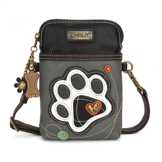 Cell Phone Crossbody BW Paw Prints
