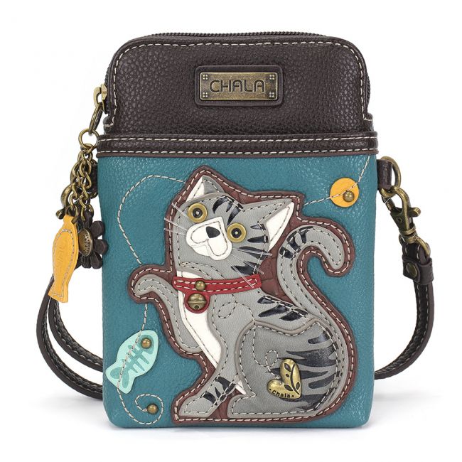 Cell Phone Crossbody Cat Turquoise
