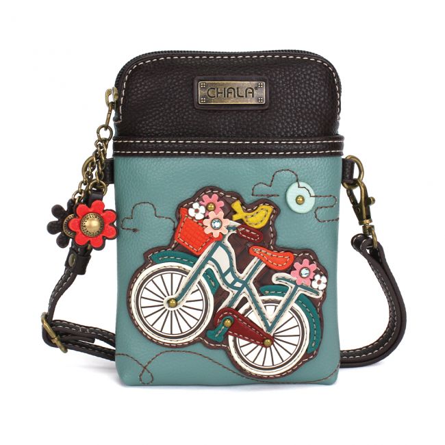 Cell Phone Crossbody Teal Bicycle