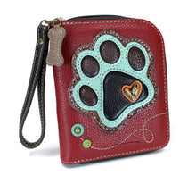 Load image into Gallery viewer, Zip Around Wallet -  Teal Paw Print
