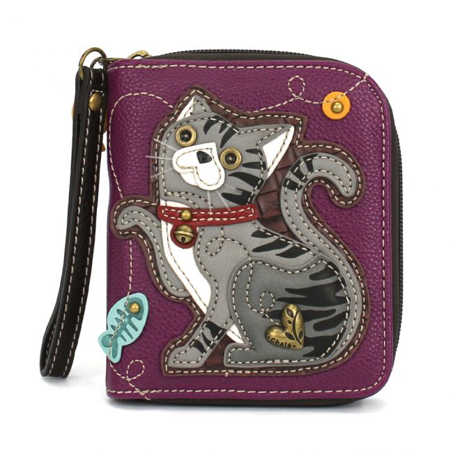 Zip Around Wallet - Grey Tabby Purple