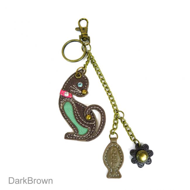 Key Chain Mini Cat with Fish Charm