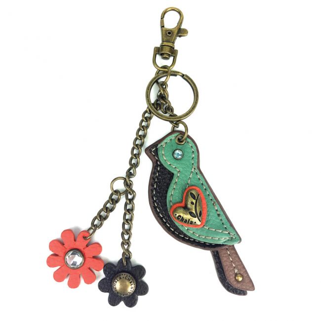 Key Chain Mini Bird with Flower Charm