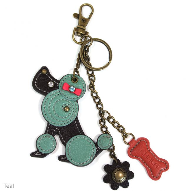 Key Chain Mini Poodle with Bone Charm