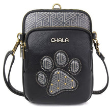 Load image into Gallery viewer, Cell Phone Crossbody Black Paw Prints
