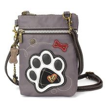 Load image into Gallery viewer, Cell Phone Crossbody Gray Paw Prints
