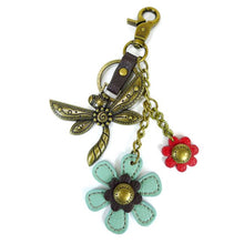 Load image into Gallery viewer, Metal Charming Keychain - Dragonfly &amp; Flower
