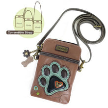 Load image into Gallery viewer, Cell Phone Crossbody Teal Paw Prints
