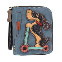 Load image into Gallery viewer, Zip Around Wallet -  Wiener Dog Scooter
